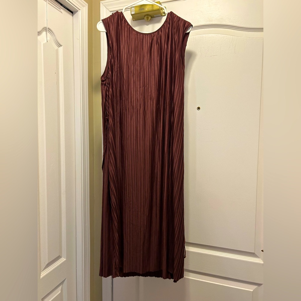 RW&CO. Wine Colour Pleated Midi Dress